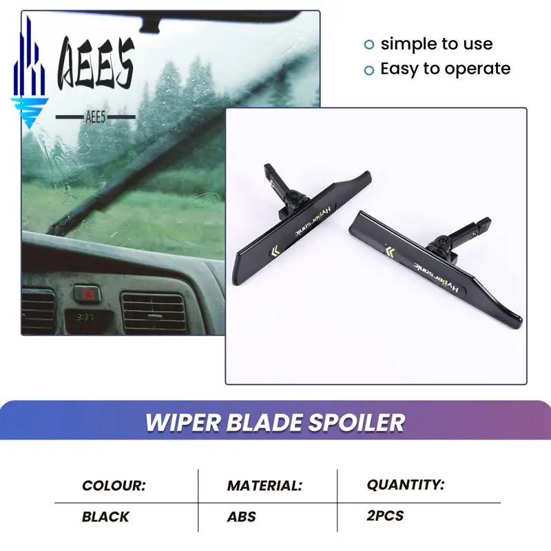 

AEE5-Hypersonic 2 Pcs Black Wiper Stand Windshield Wiper Wing Windshield Wiper Blade Spoiler Mate Wing Auto Car Tool Accessories