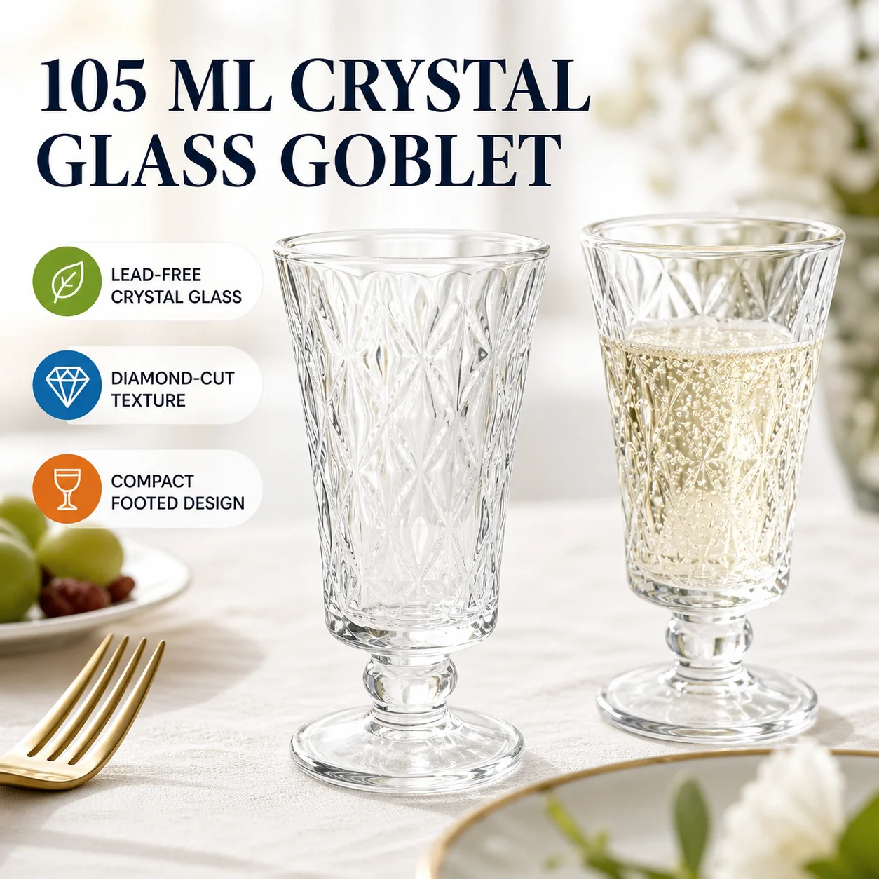 Coffee And Tea Glass - 1PC Retro Embossed Crystal Glass Goblet,