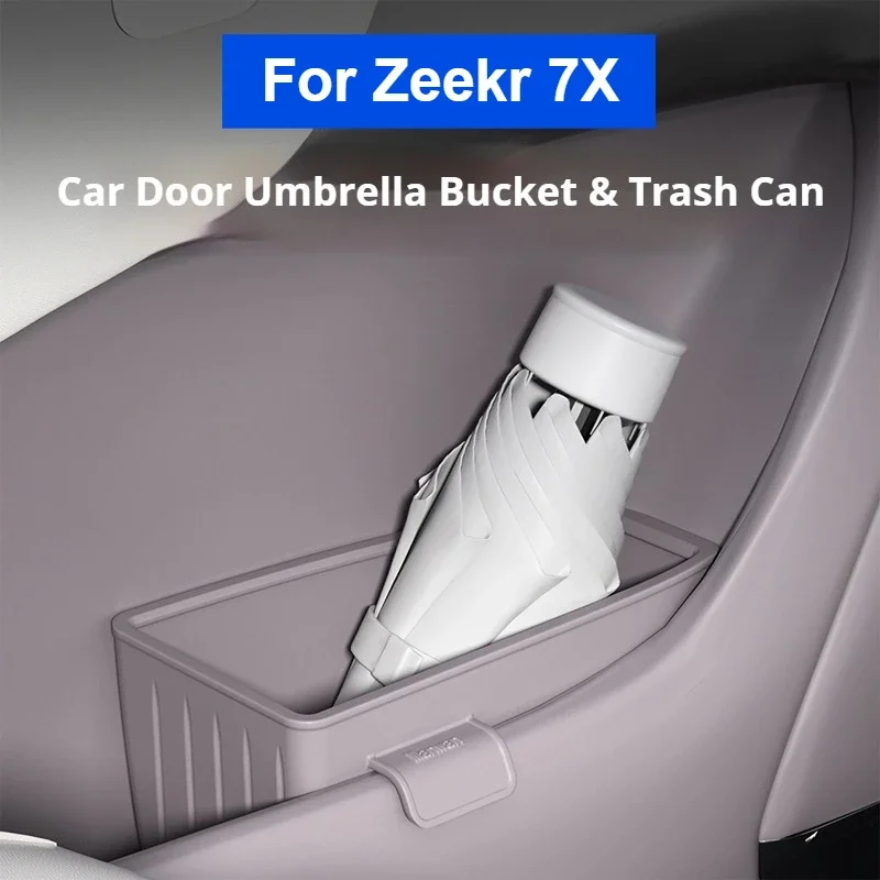 

For Zeekr 7X Car Door Umbrella Organizer Multifunctional Storage Box Trash Can Silicone Waterproof Car Storage Accessories