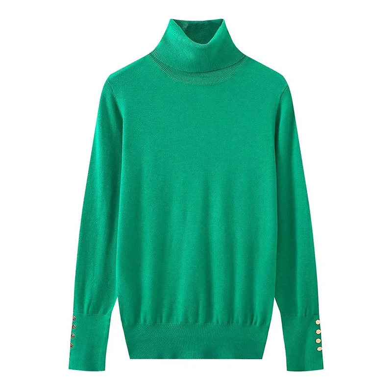 YENKYE Autumn 2023 Women Long Sleeve Basic Turtleneck Knit Sweater Casual Pullover Knitwear