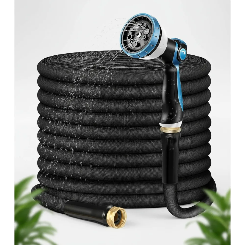 

100ft Flexible Garden Hose with 10 Spray Nozzle, Lightweight Tangle-Free Rust Proof Water Hose for Yard