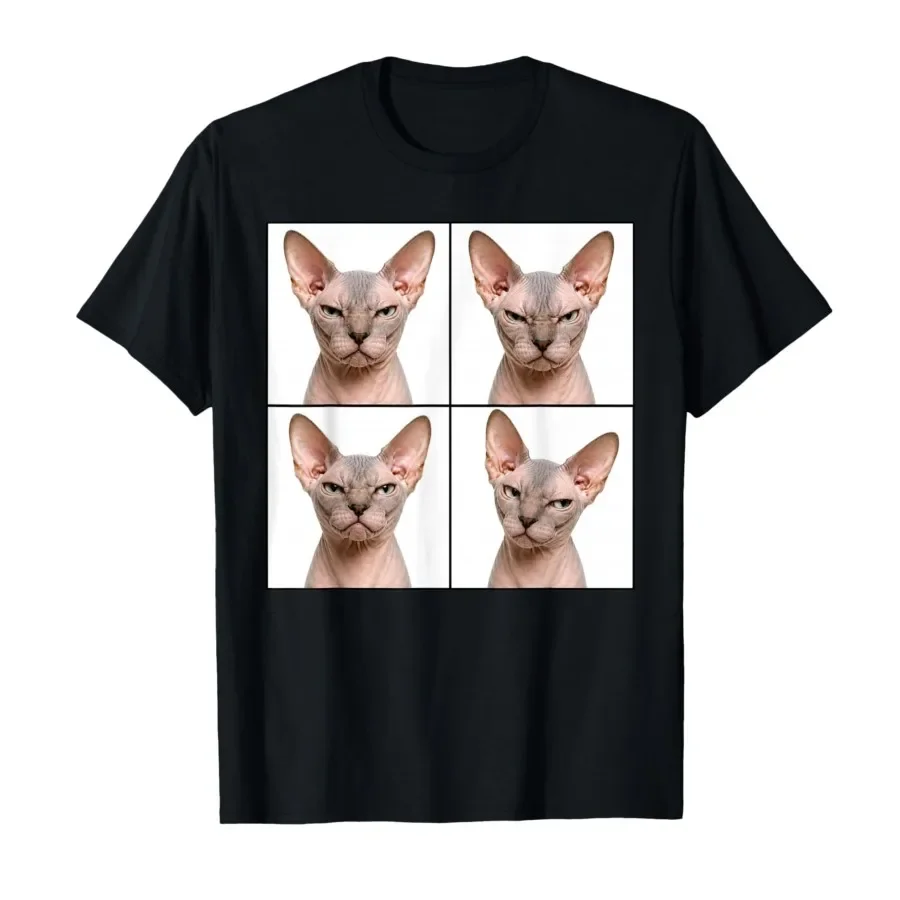 

Funny Sphynx Cat in Photobooth _ Hairless Cute Cats Poses T-shirt For Men Women 100% Cotton T Shirts Short Sleeve Tops 0427-2