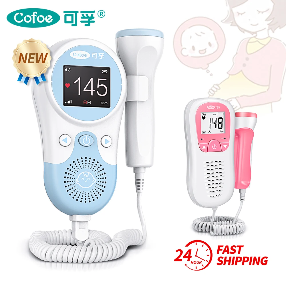 Cofoe Fetal Doppler Heartbeat Detector Baby for heart beat monitor LCD backlight Pulse Meter No Radiation Stethoscope