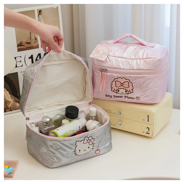 

Women Fashion Quilting Makeup Bag Large Capacity4 Types Cosmetic Storage Pouch Handbag Portable Ladies Zipper Clutch Bag