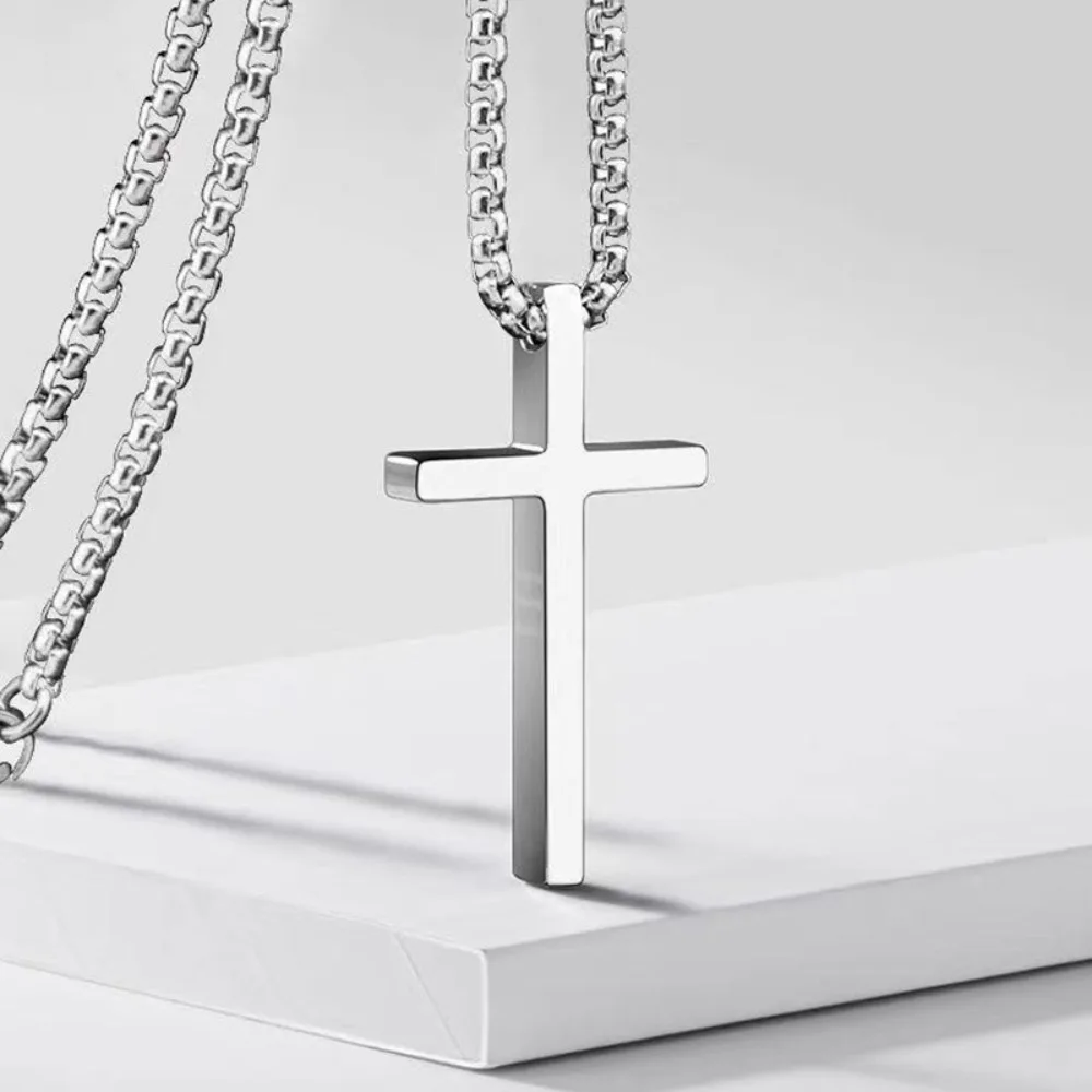 الأزياء القوطي الفولاذ المقاوم للصدأ الصليب قلادة قلادة للرجال النساء للجنسين الشرير الهيب هوب ربط سلسلة سحر مجوهرات اكسسوارات هدية #4