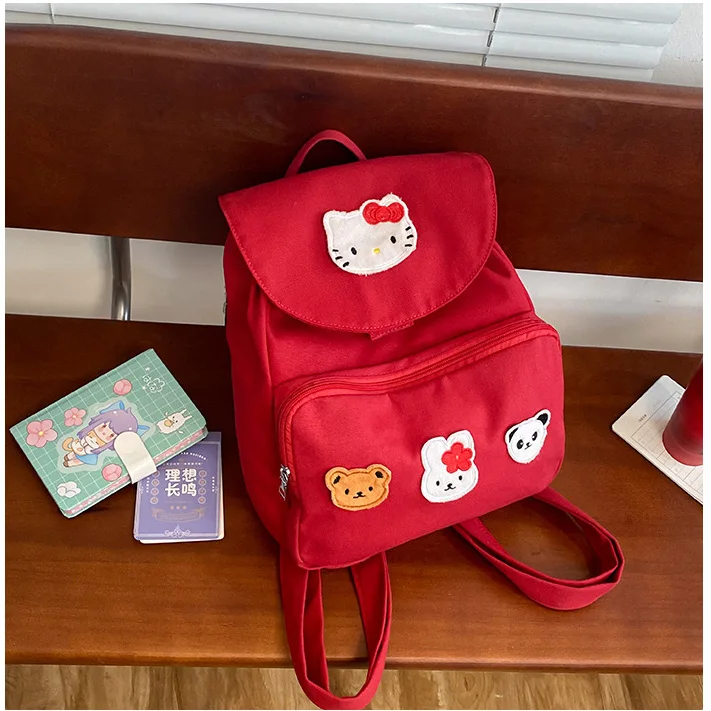 Kawaii Hello Kitty Bags for Girls Fashion Red Hello Kitty Backpack Bags Knapsack Outdoor Bag Children Cartoon Figure Bag Gifts