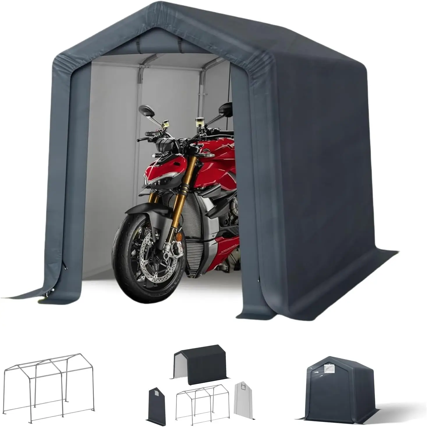 

Outdoor Storage Sheds 6x10 ft, Portable Carport Shelter Garages Heavy Duty Canopy with Rolled up Zipper Doors, Outside Utility
