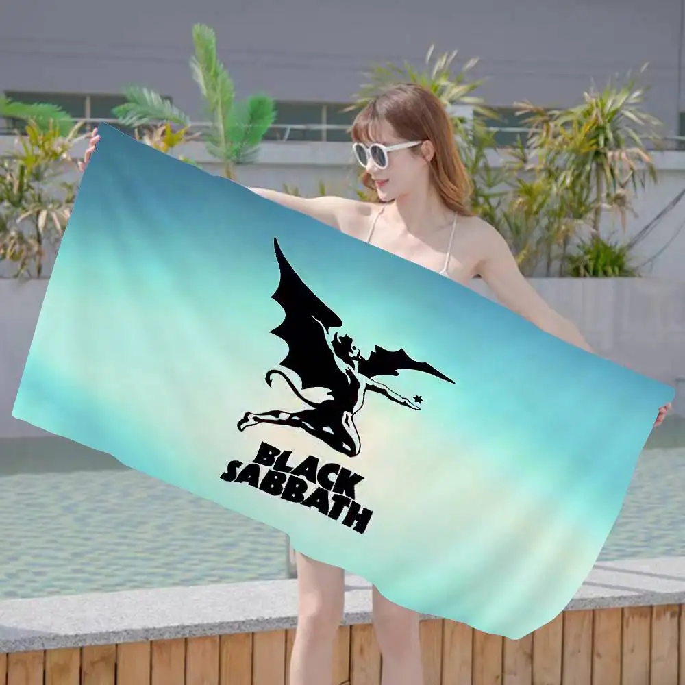 B-Black S-Sabbaths Band Beach Towel Colorful Bath Towels for Girl Microfiber Quick Dry Custom Sand Free Beach Yoga Spa Gym Pool