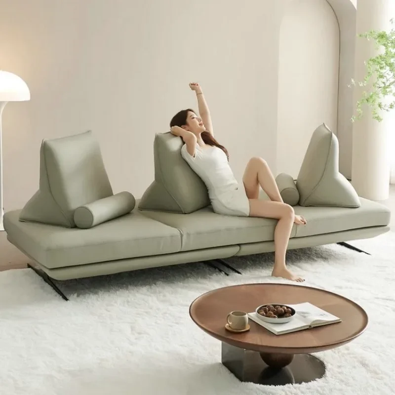 

Italian minimalist sofa creative tofu block leather sofa
