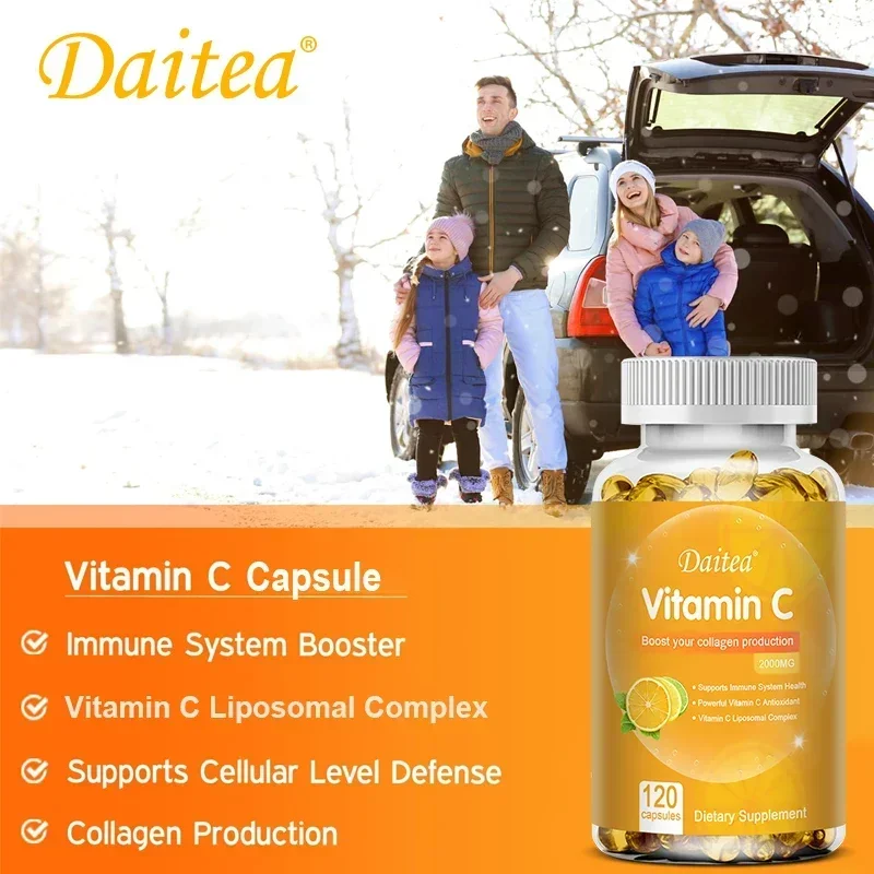 Vitamin C 2000 Mg Capsules, Nutritional Supplements - Immunity, Collagen Boosters and Antioxidants, Skin Health, Vitamin C