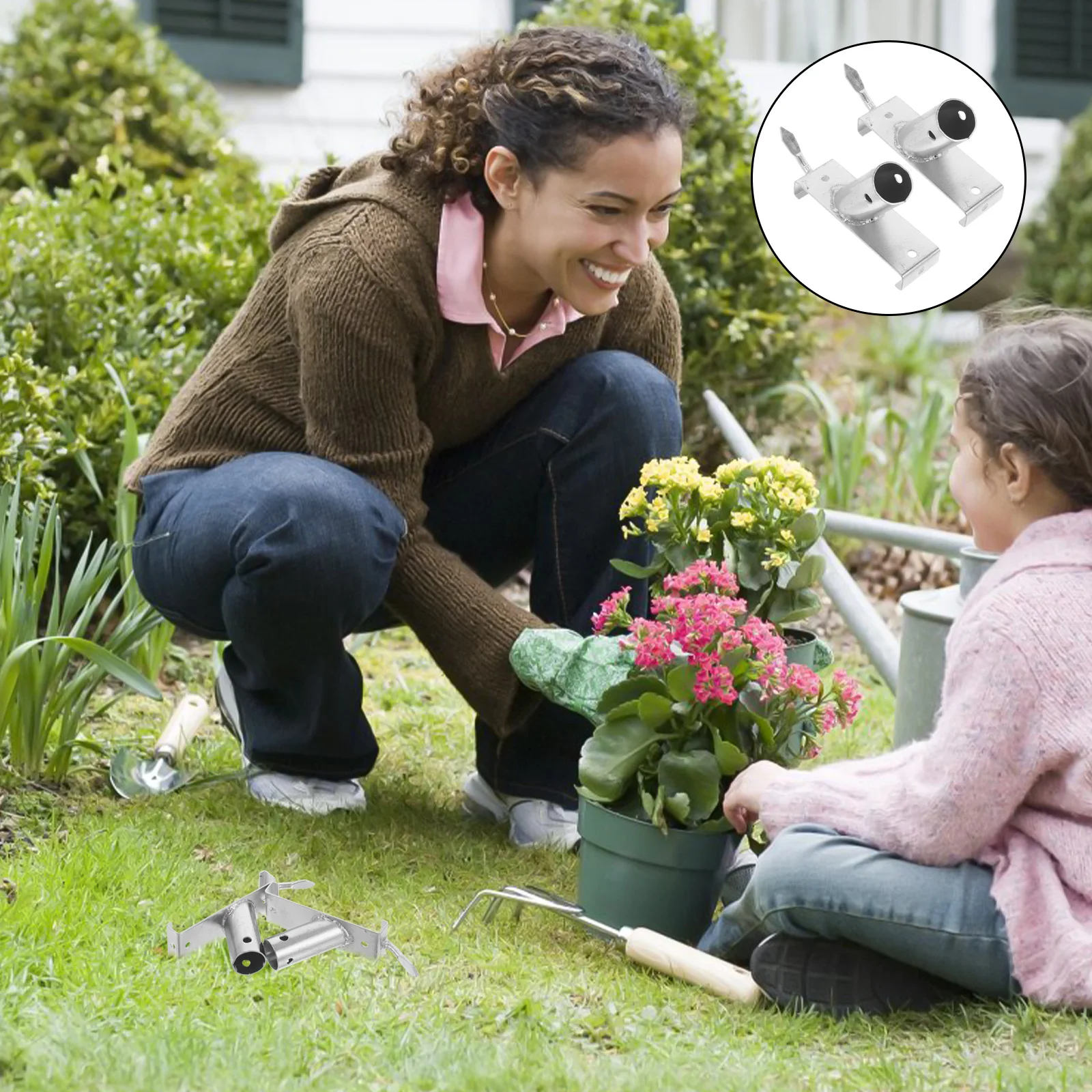 

2Pcs Metal Scrub Brush Connector Floor Brush Mount Adapter Outdoor Broom Handle Socket Patio Yard Cleaning Tool