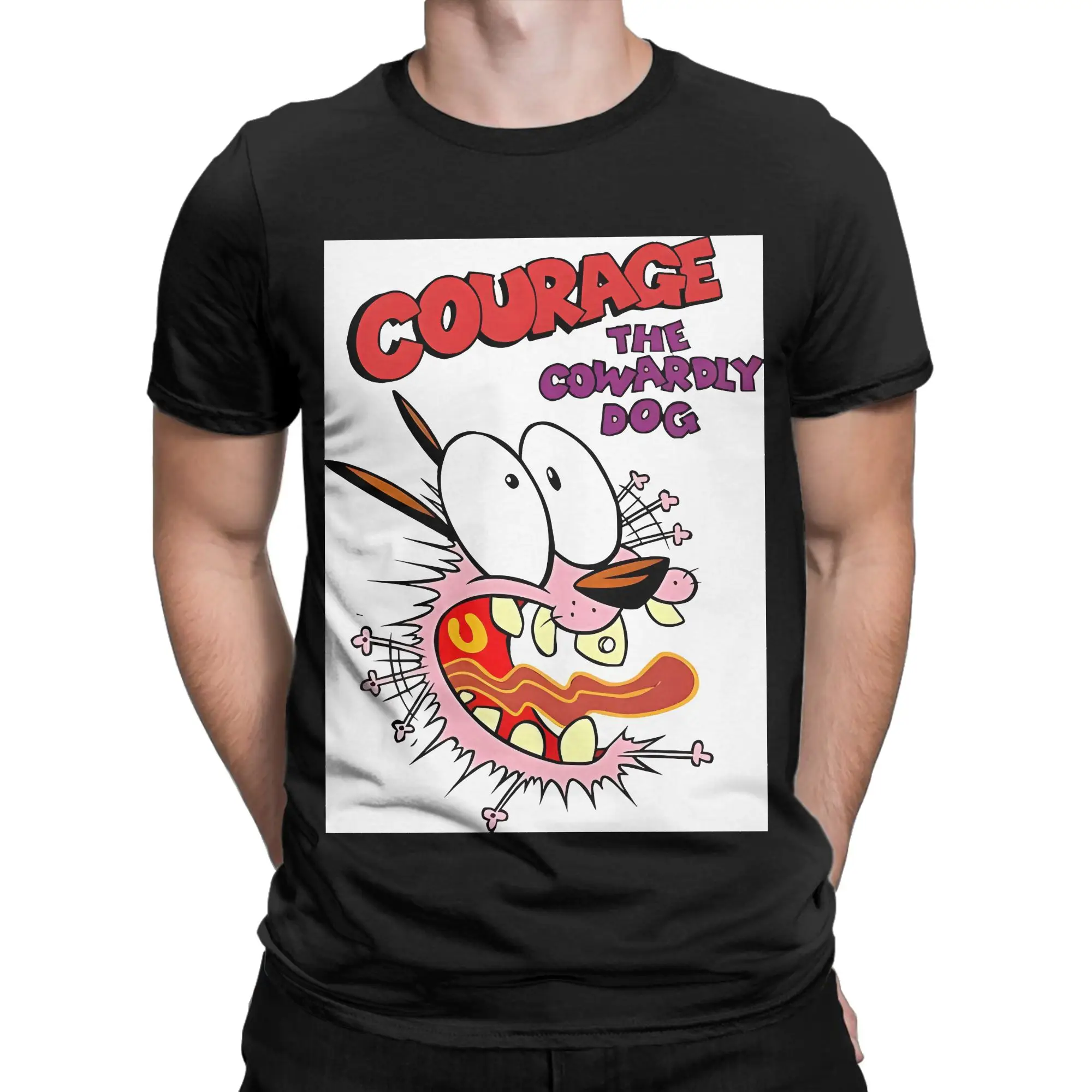 cCourage the Cowardly Dog Scared Pet Novelty 100% Cotton T-Shirt cCourage the Cowardly Dog Tees Tops For Men