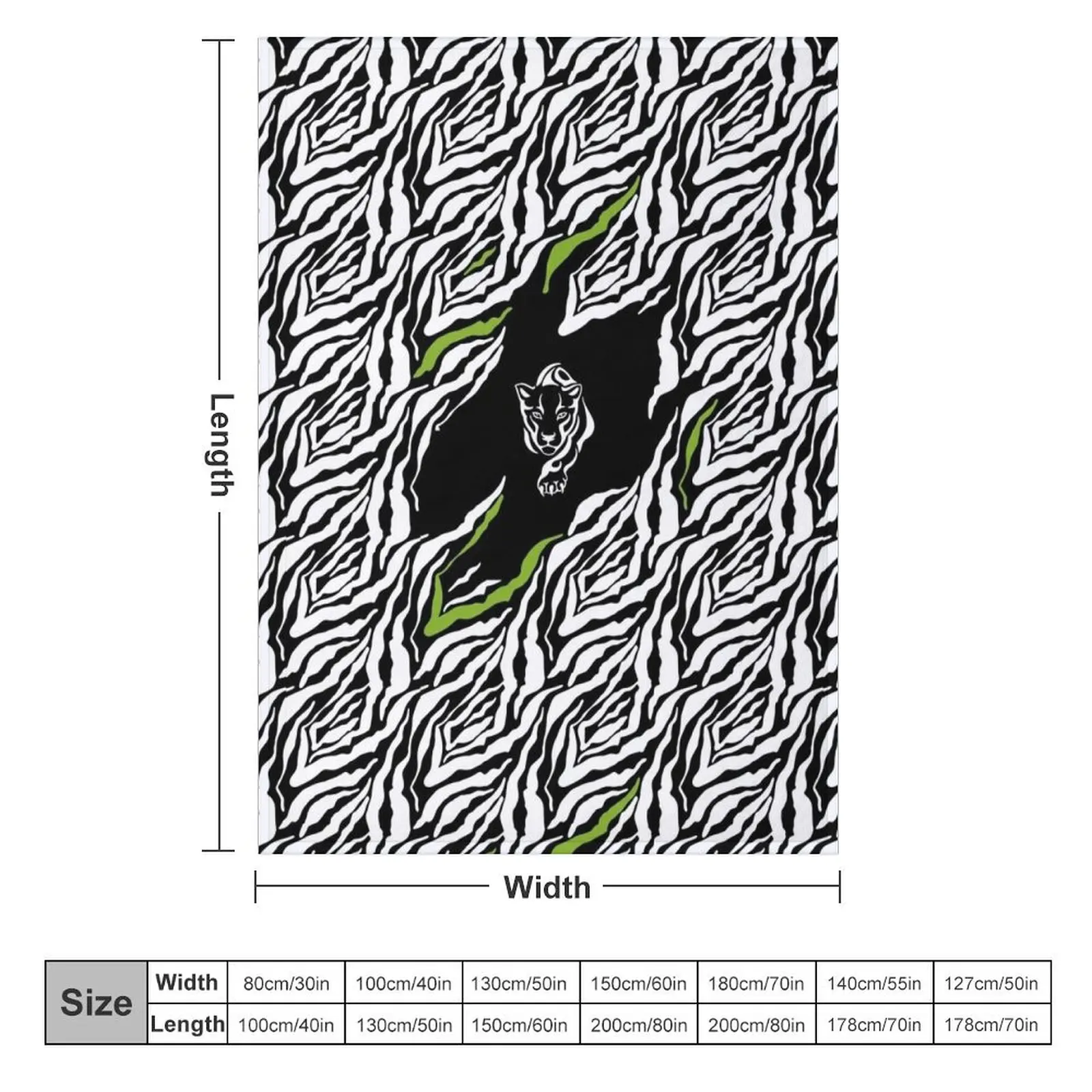 GOWILD Seamless Zebra Panther / Cougar Design - black Throw Blanket Hairys Single Thins Blankets