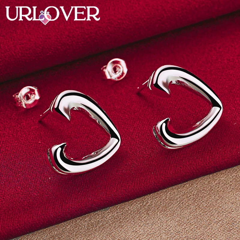 

URLOVER 925 Sterling Silver Earring For Woman V Stud Earrings Lady Fashion Party Birthday Engagement Wedding Charm Jewelry Gift