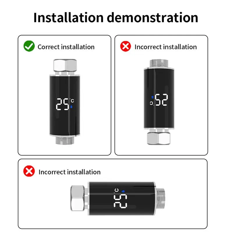 ก๊อกน้ำฝักบัวอาบน้ำแบบดิจิตอล B64B พร้อมจอแสดงผล LED แสดงอุณหภูมิ ใช้พลังงานน้ำ สำหรับอาบน้ำที่บ้าน