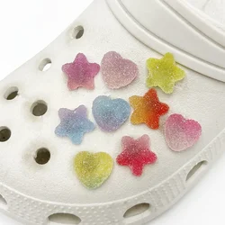 1 pz Glitter Love Stars PVC ciondoli per scarpe sandali accessori scarpe spille superiori decorazione Fit zoccoli fibbia regali per feste per bambini