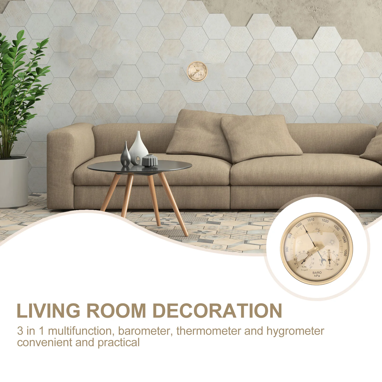 Termometer 3 in 1, Higrometer, Barometer, Stasiun Cuaca Dalam Ruangan, Alat Prakiraan Cuaca, Pengukur Kelembaban, Instrumen Tekanan Barometrik, Perlengkapan Rumah Tangga