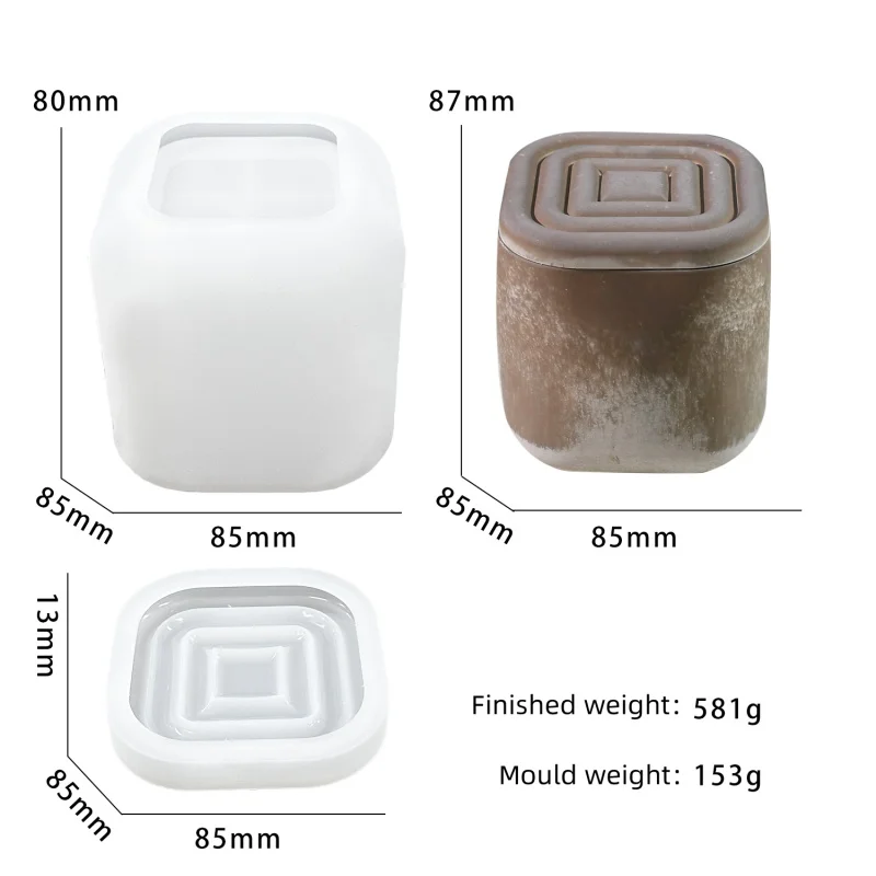 Fai da te rotondo quadrato candela tazza stampo in Silicone barattolo di stoccaggio ornamento ciondolo resina epossidica stampo artigianato domestico decorazione strumento di stoccaggio
