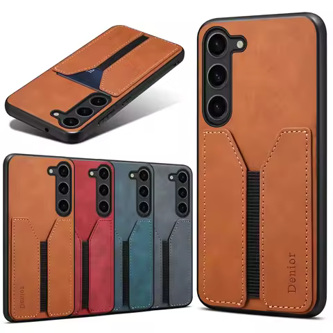 Leather Phone Case with Card Pocket for Samsung Galaxy S25 S24 S22 S21 Ultra Plus S23 S20 A15 A25 A35 A55 A05 A05s Back Cover