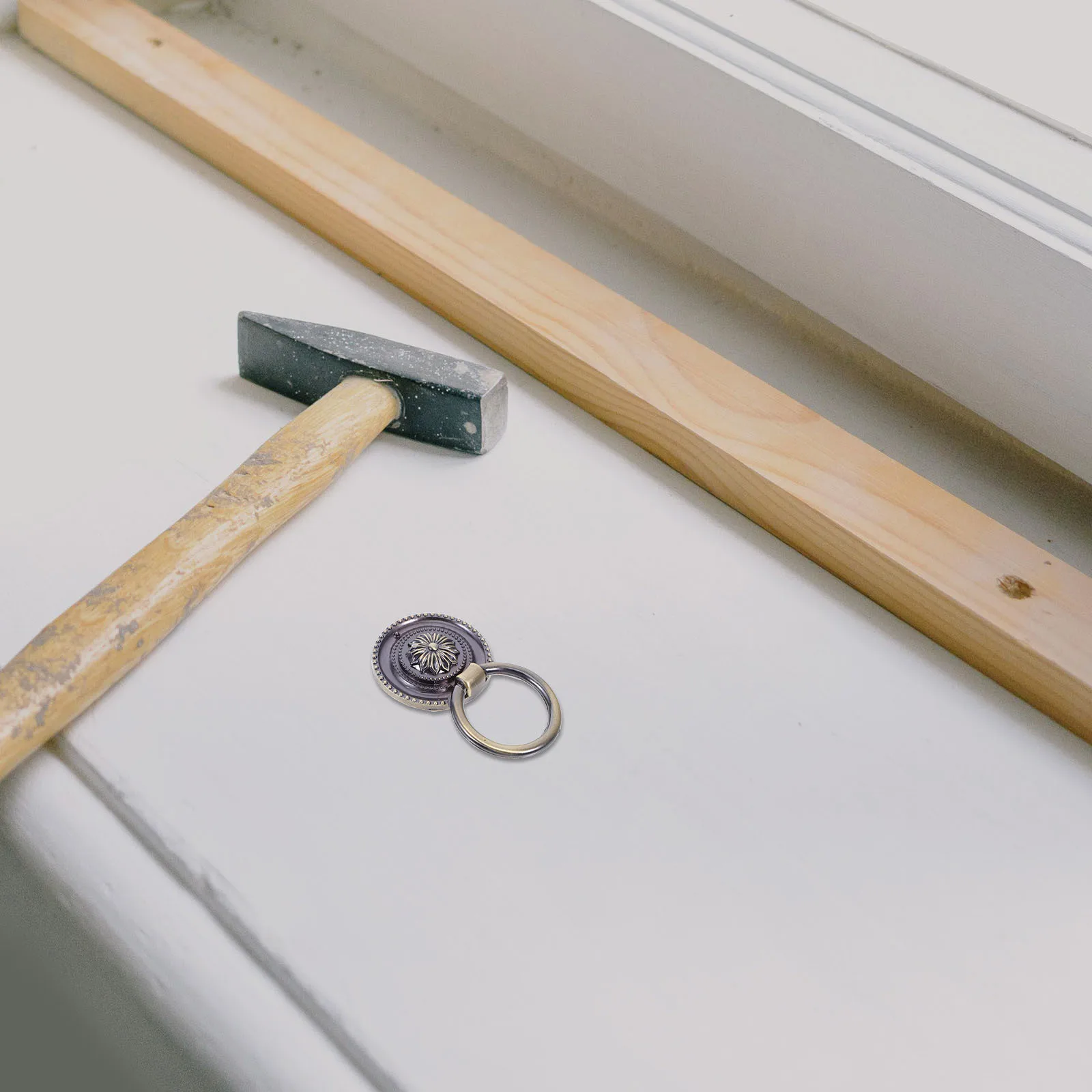 

5Pcs Round Vintage Drawer Pull Handle Durable Metal Knob Ring Cabinet Wardrobe Cabinet Green Bronze Diameter 47mm