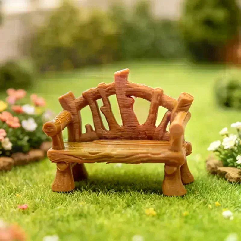 Mini Fairy Dream Wooden Bench Model Realistic Texture Furniture Ornament For Dollhouse Decor Sand Table Photo Shooting Props