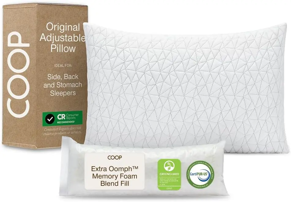 

Queen Size Adjustable Memory Foam Pillow, Medium Firm for Back, Stomach & Side Sleepers, CertiPUR-US/GREENGUARD Gold