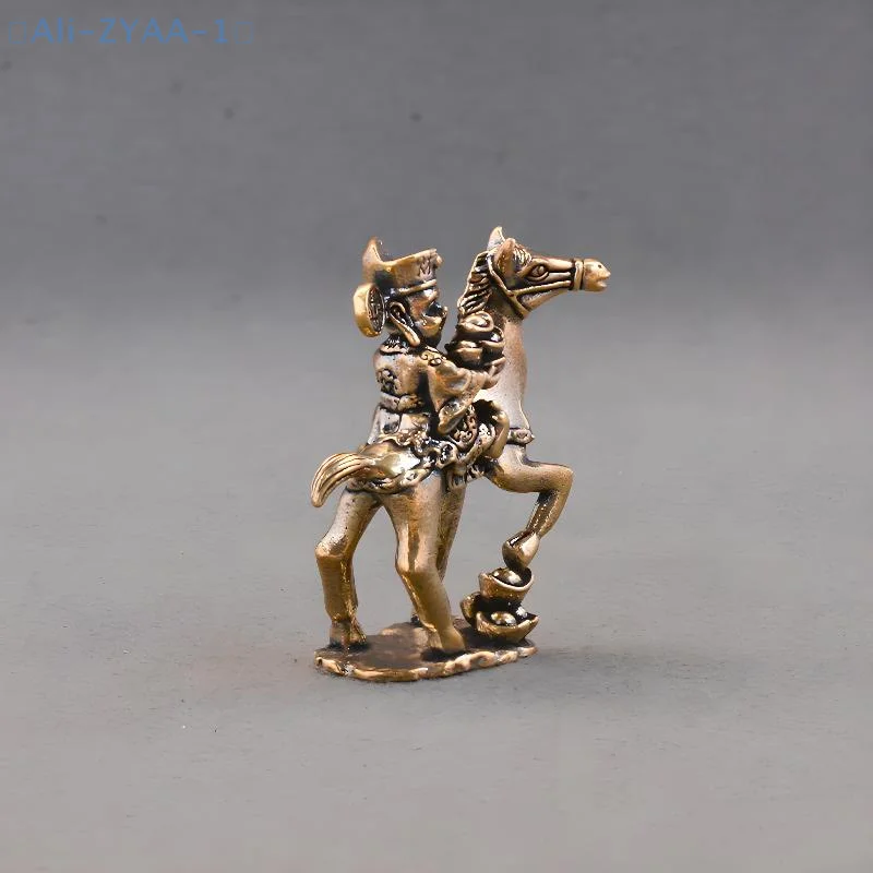 【ZYAA-1】Messing Der Gott des Reichtums Reiten Pferd Home Decor Miniatur Figur Glück Sternzeichen Tier Ornament Statuen