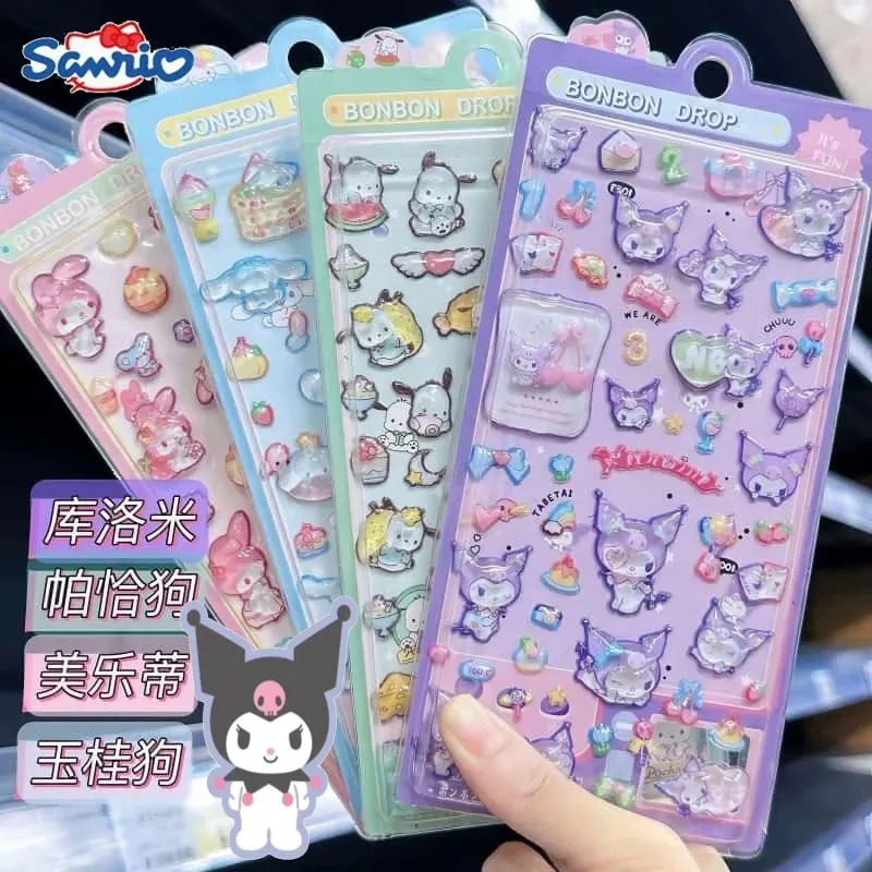 

Sanrio 3d Embossed Stickers Kulomi Cute Cartoon Diy Mobile Case Decoration Three-Dimensional Stickers Children Gift Hot Selling