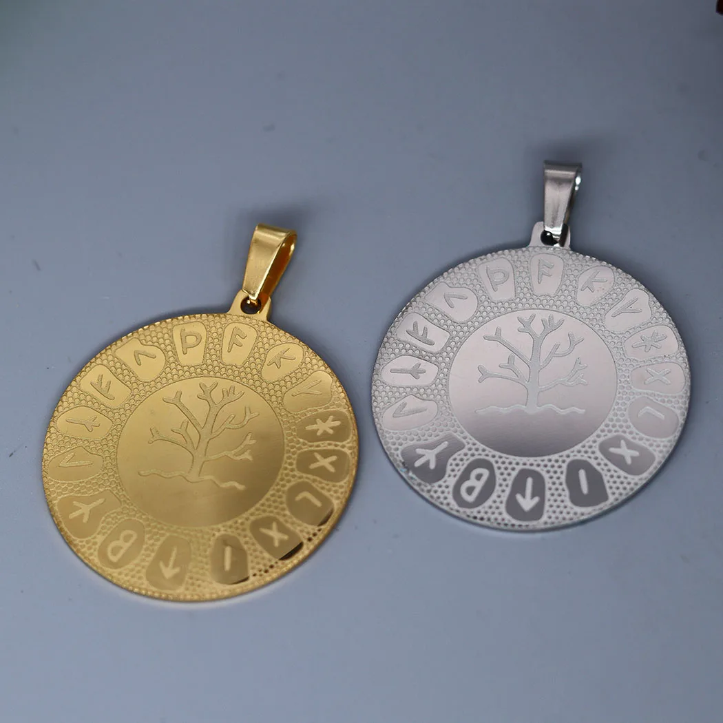2 uds vikingo Yggdrasil árbol del mundo de la vida colgante de acero inoxidable dijes para la fabricación de joyas collar llavero suministro chapado en oro