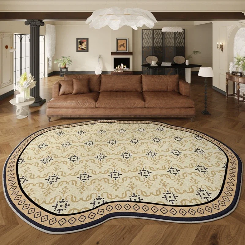 Carpet for Living Room Advanced Vintage Irregular Shape Printed Rugs Soft Fluffy Bedroom Cloakroom Rest Area Mat Alfombra Tapis