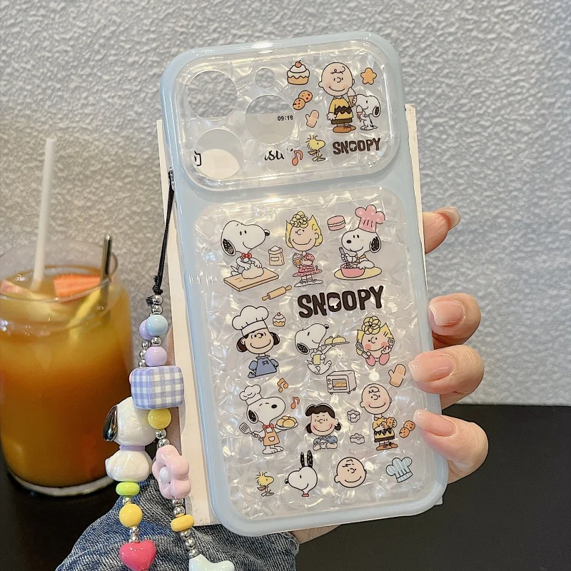 Urocze etui na telefon z kreskówkowym SNOOPYM do iPhone 17Pro 15 16 17 Pro Max, najlepszy przyjaciel Szef Kuchni Snoopy, obudowa z bransoletką Charlie. — zdjęcie produktu 2