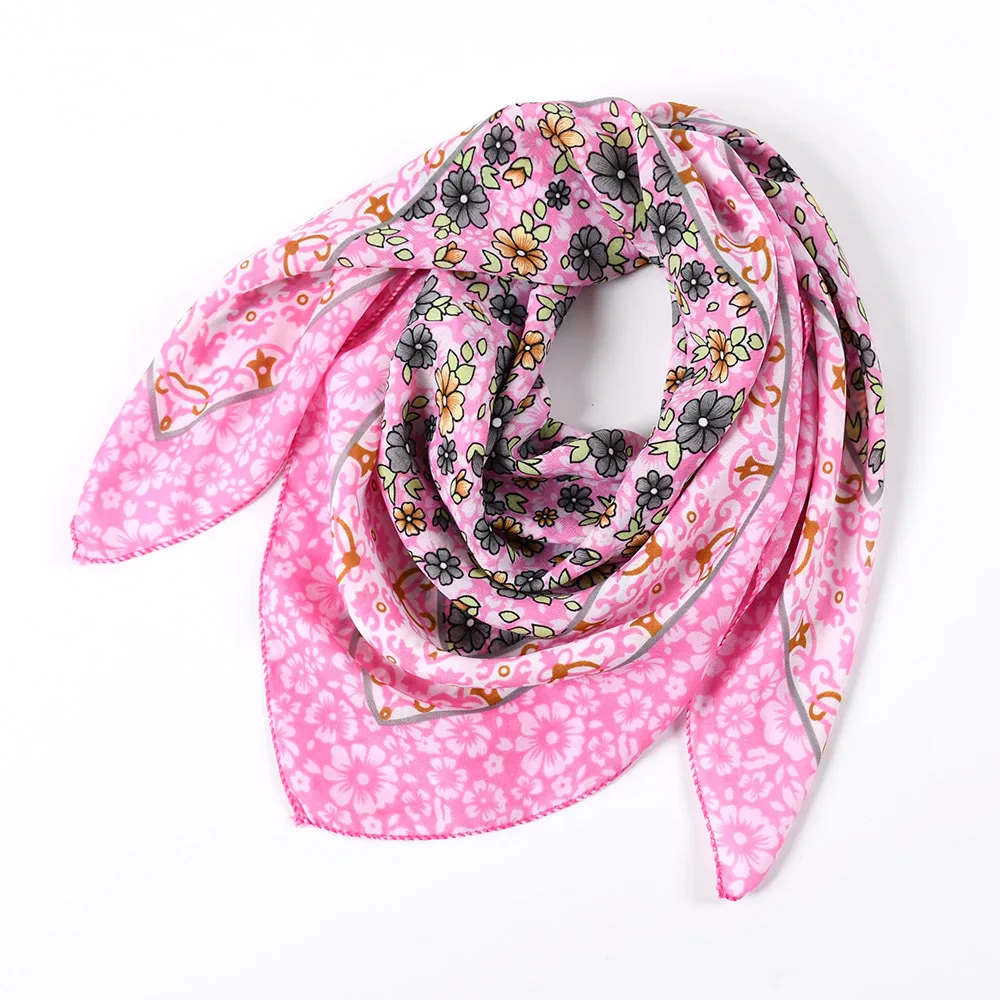 Foulard de sauna de style pastChevpour femmes, imprimé floral de luxe, bandana carré, mouchoir ethnique, châle de tête, 85x85cm