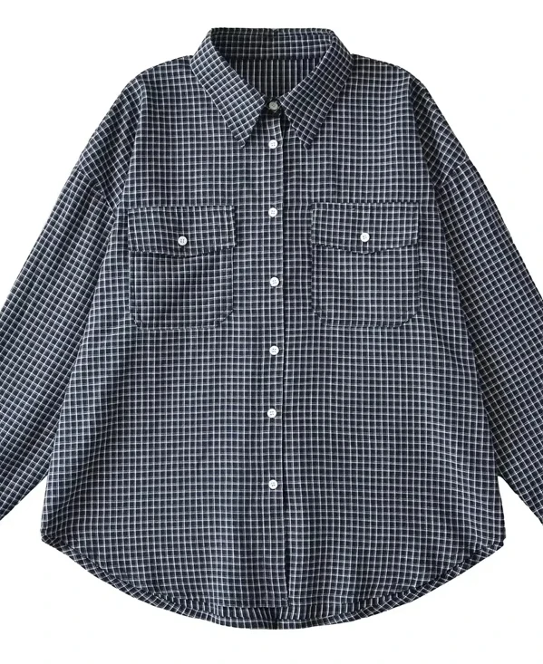 

Свободная утягивающая клетчатая длинная женская верхняя одежда в американском стиле ретро на одной пуговице, винтажное пальто из смеси хлопка