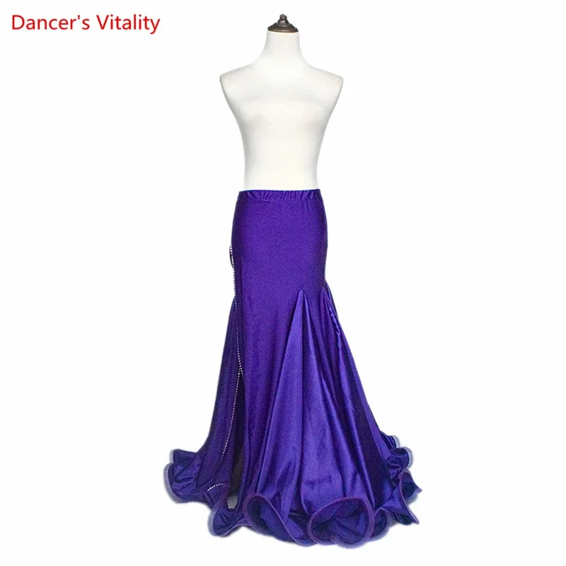 New Belly Dance Wear Competition Outfits Customized Satin Splicing Fishtail Skirt Oriental Indian Dancers Performance Costume