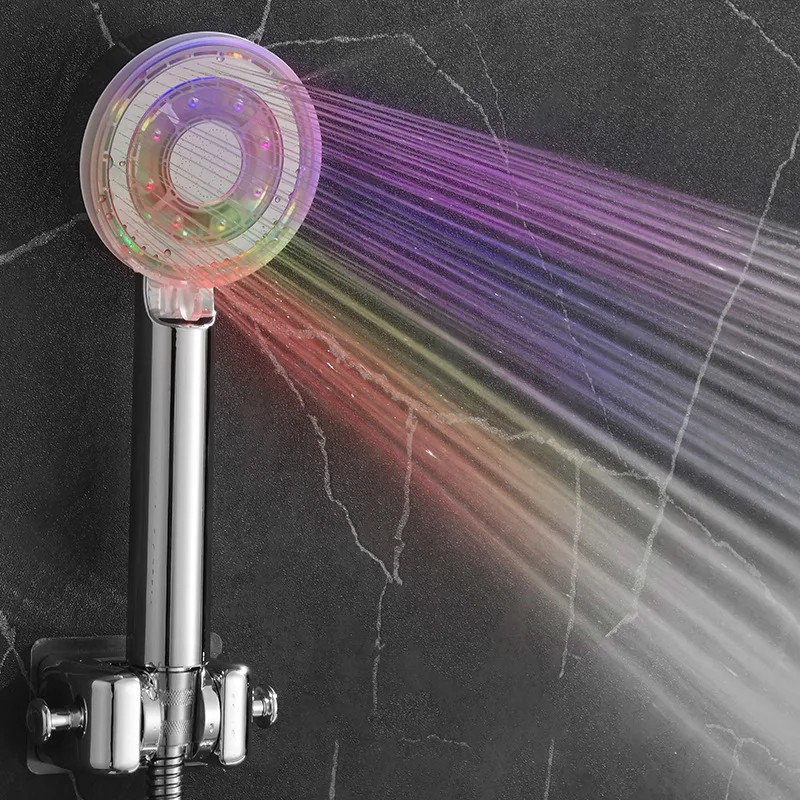 Shower Head LED Handheld Shower Temperature Control Light Five Functions Three Colors Seven Colors Color Changing