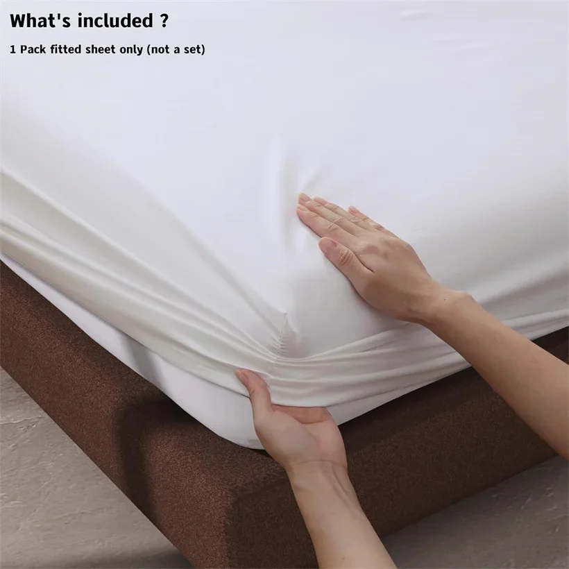Luxury Soft Egyptian Cotton Fitted Sheet, 600TC 100% Long Staple Cotton Fitted Bed Sheet with Elastic Bands, Soft Mattress Cove