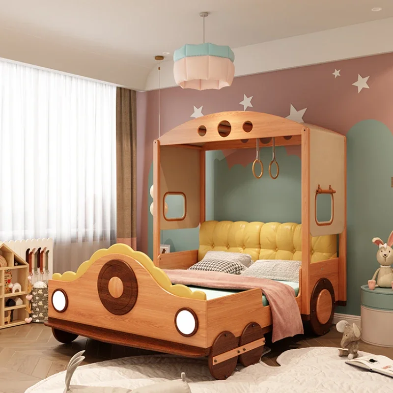 Solid Wood Children's Bed Creative Cartoon Tokas Fire Lathe