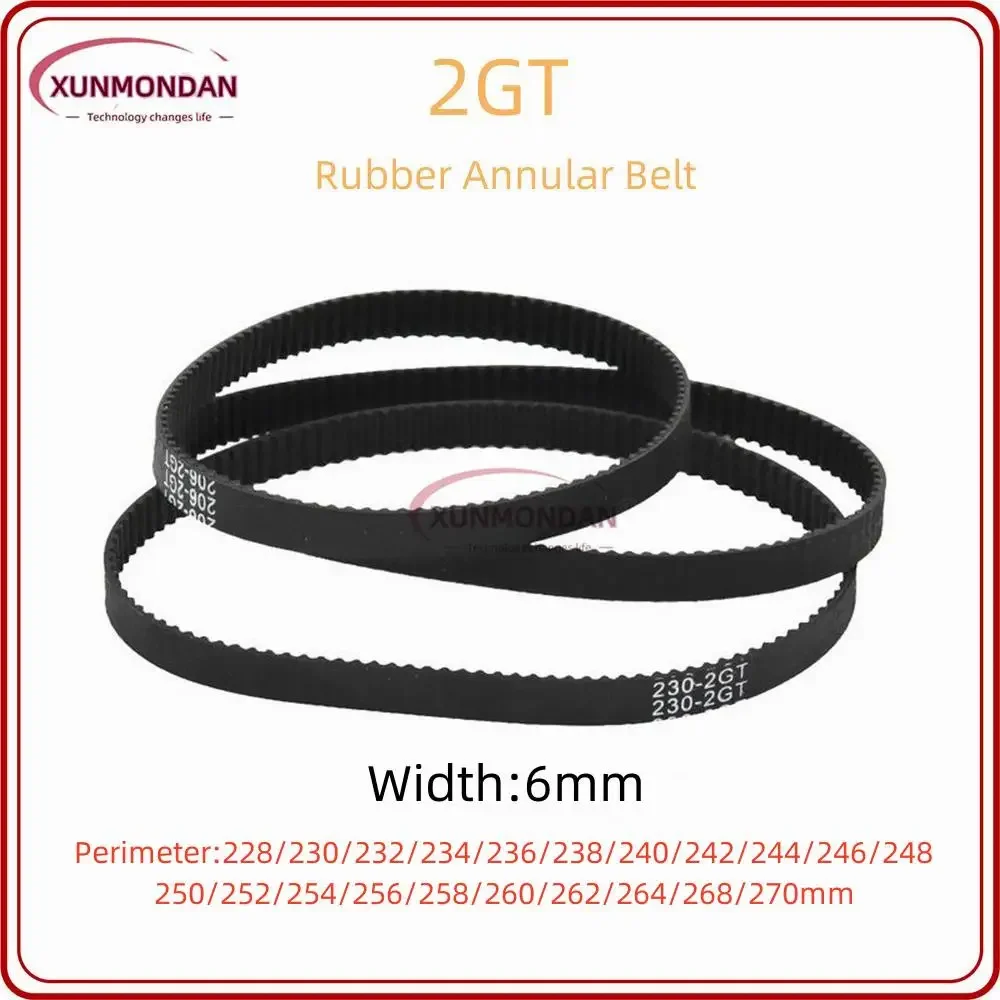 Xunmondan 2GT/GT2 Timing Belt 228/230/232/234/236/238/240/242/244/246/248/250/252/254/256/258/260/262/268/270mm Belt Width 6mm