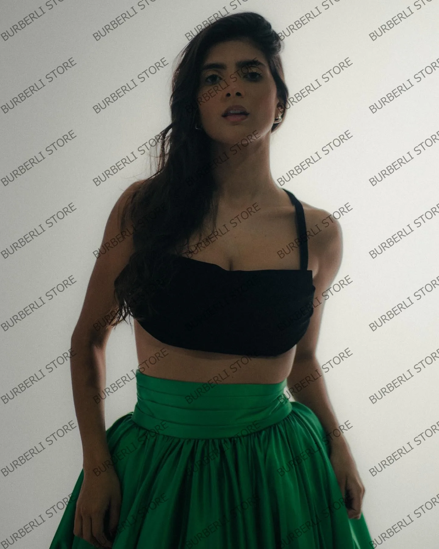Chic Satin Long Prom Party Skirts Elegant Green Taffeta A Line Women Summer Skirt Floor Length Satin Celebrity Skirts