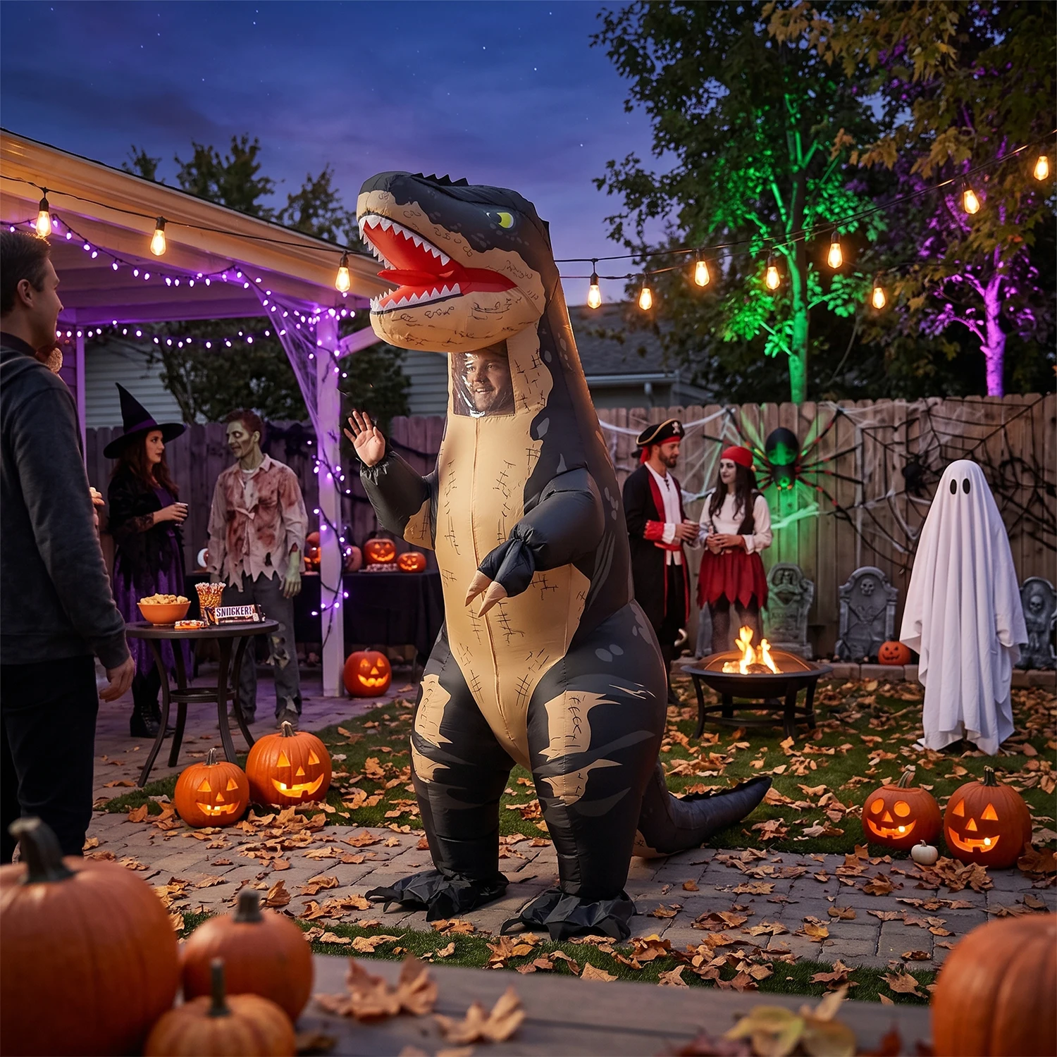 Disfraz inflable de raptor para hombres y mujeres, de 160 a 190 cm, ideal para disfraces de dinosaurio, dragón con púas, para Halloween, carnavales, Navidad y fiestas de disfraces.