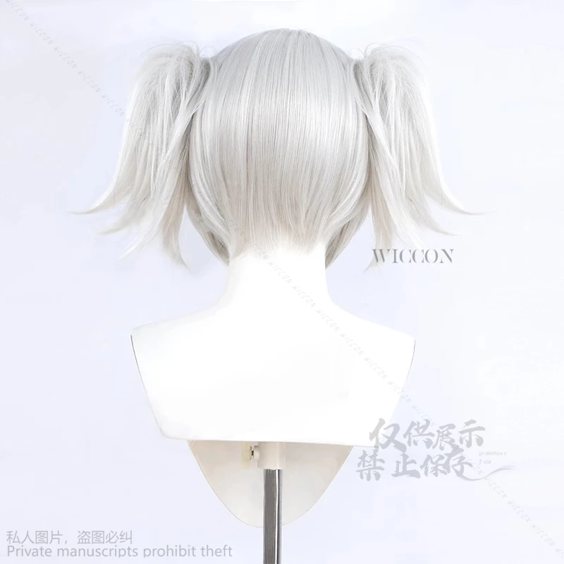 Wuthering موجات تشون الرسمية شعر مستعار تأثيري مجموعة أسود أبيض ذيل حصان مزدوج مع كاميليا دبابيس الشعر أقراط 2025 أنيمي المعرض