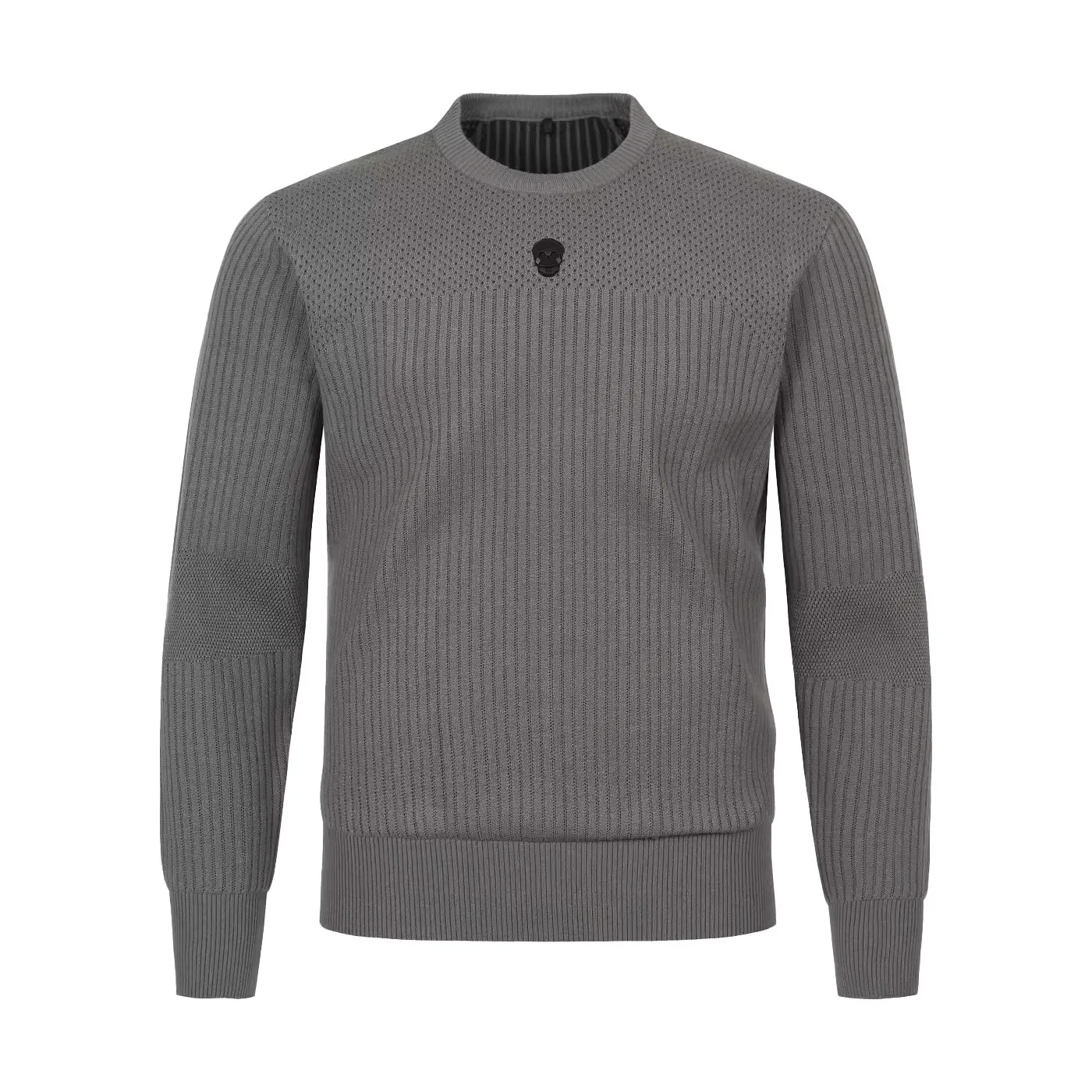 

Golf Sweater Men's Solid Color Round Neck Logo Golf Shirt, Slim Fit And Warm Knit Long Sleeved Golf Top