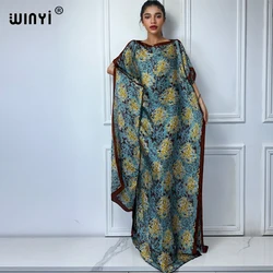 WINYI African Women boho print dress with belt abaya dubai luxury traditional outfit muslim sets woman maxi Dress evening dress