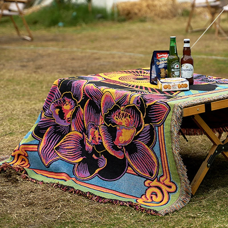 Bohemian Style Blankets Sun Sofa Cover Vintage Throw Blanket for Bed Printing Tablecloth Knitted Picnic Mat Dropshipping