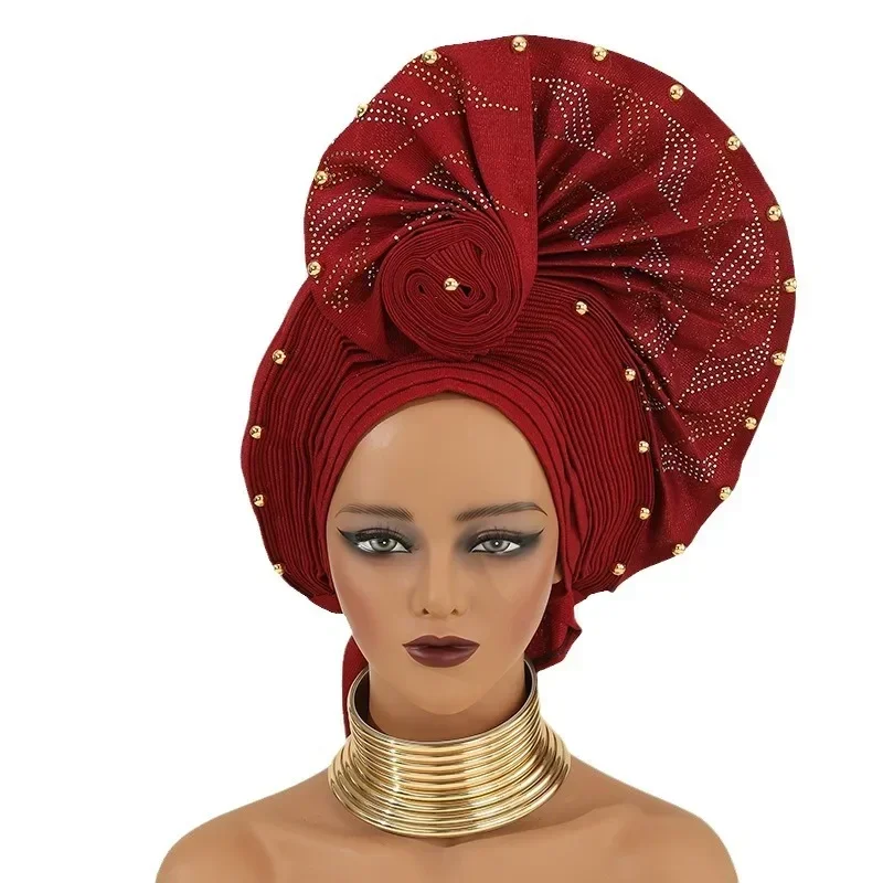 Women's Cap Headtie Wedding Party Head Ties Female Head Wraps Already Made Headtie African Auto Scarf