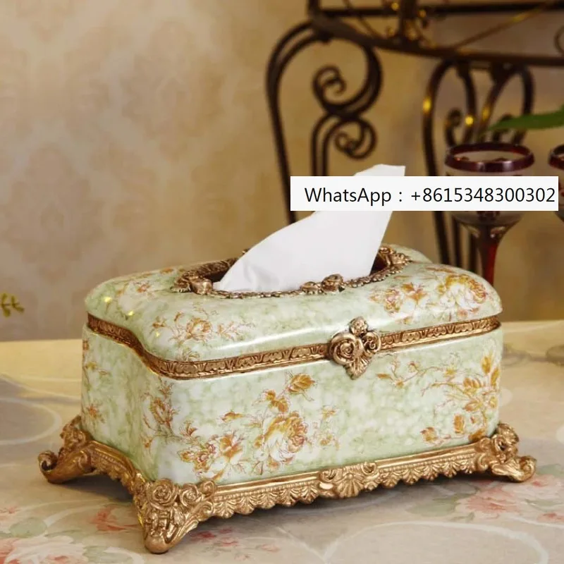 European Retro Luxury Tissue Box Decoration American Style Furnishings Creative Tissue Box