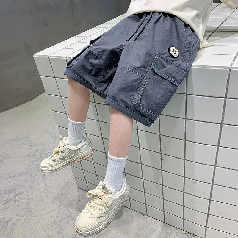 

Summer Boys Cargo Pants Baby Sports Shorts Children Loose Pants Big Boy Knee Length Trousers 6-14y