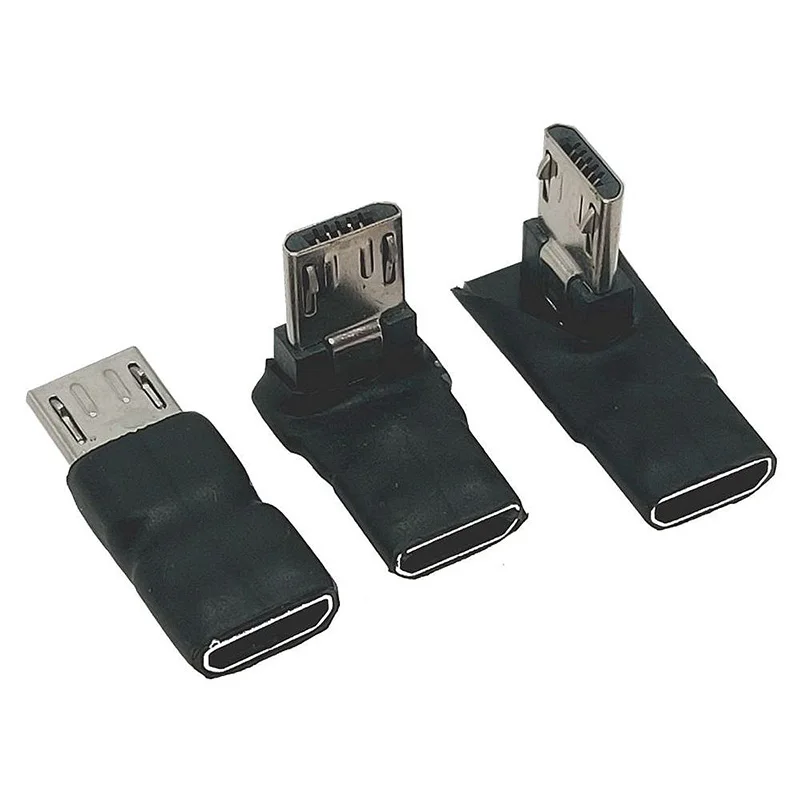 Ultra krótki korpus 90 stopni USB z lewej i prawej strony oraz w górę i w dół Kątowy adapter danych Micro 5pin żeński na Micro USB męski