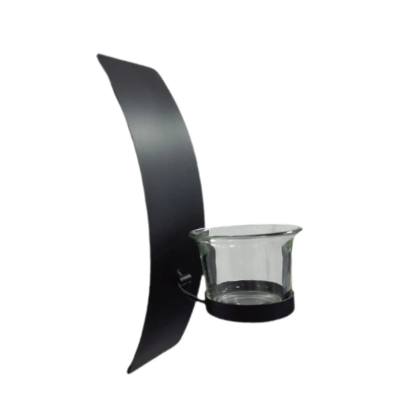 Black Iron Wall Mounted Candle Holder with Glass Cup Sleek Design Candlestick for Home Decor Bedroom Bathroom