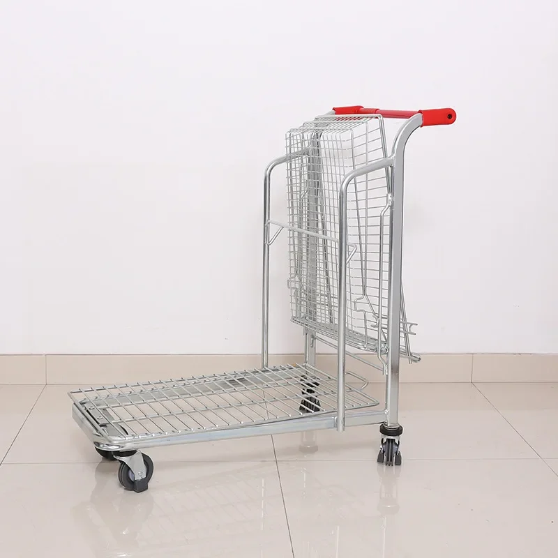 

Supermarket shopping trolley, household, metal, double-decker, foldable truck, large capacity